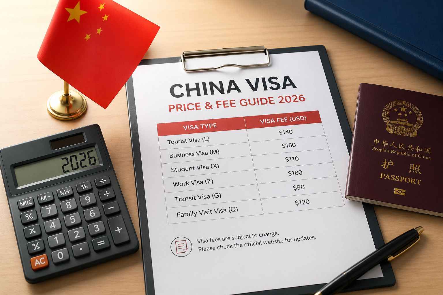 Price Visa to China in 2026: Visa Charges and Fee Guide